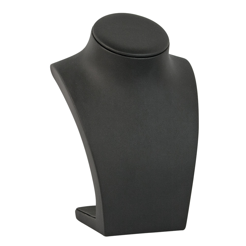 Black man-made, smooth-finish leatherette bust, 22 cm H