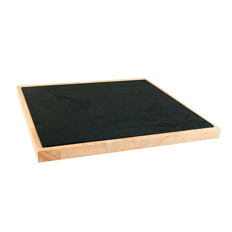 Black presentation tray in beech wood and synthetic suede 30 x 30cm