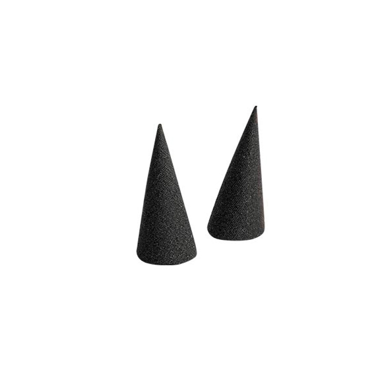 Black ring cones in linen and cotton fabric (x2)