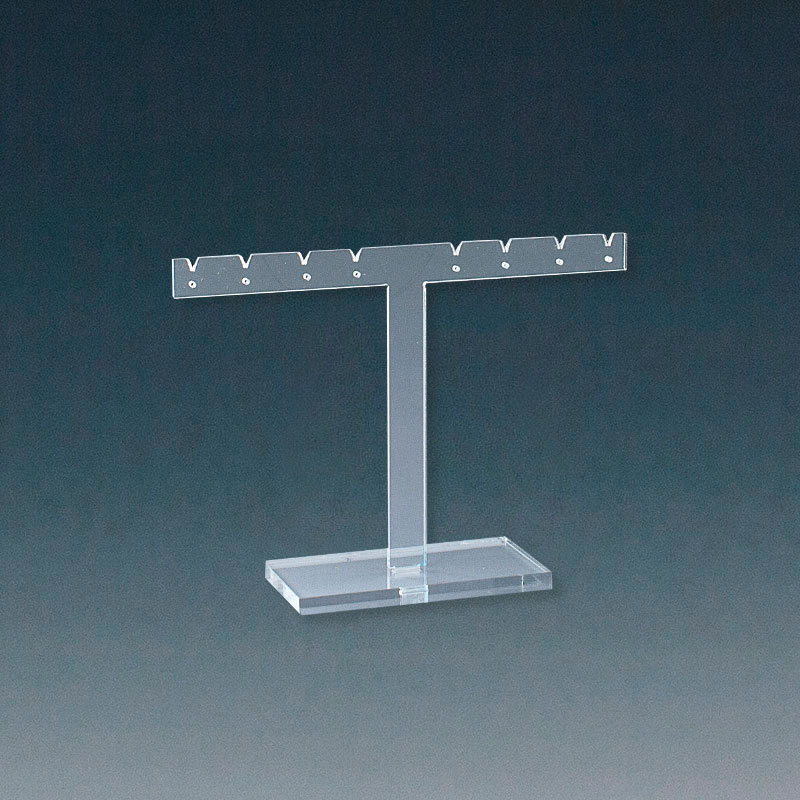Clear T-shaped display stand for 4 pairs of earrings
