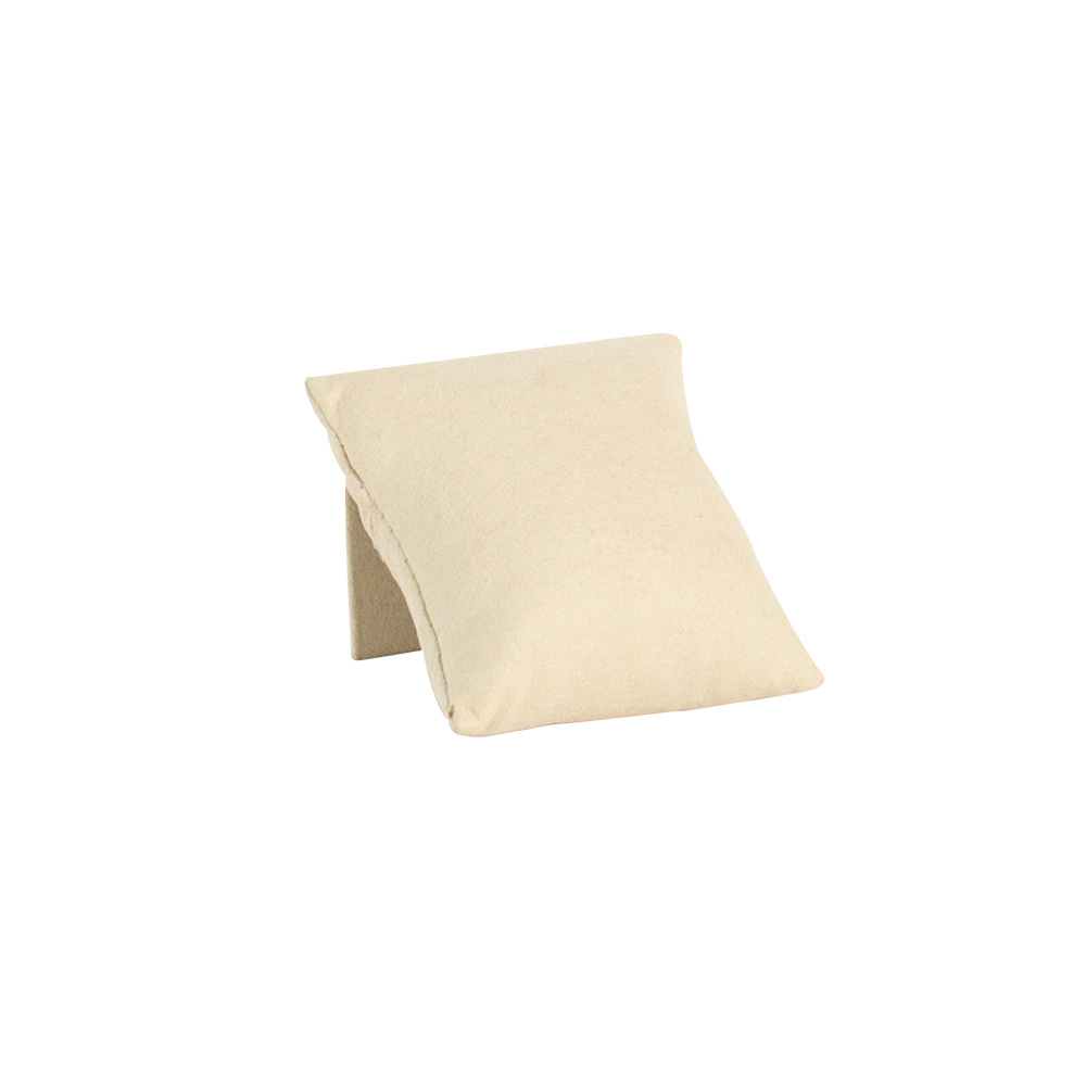 Cream coloured display pillow with stand in suedette finish fabric