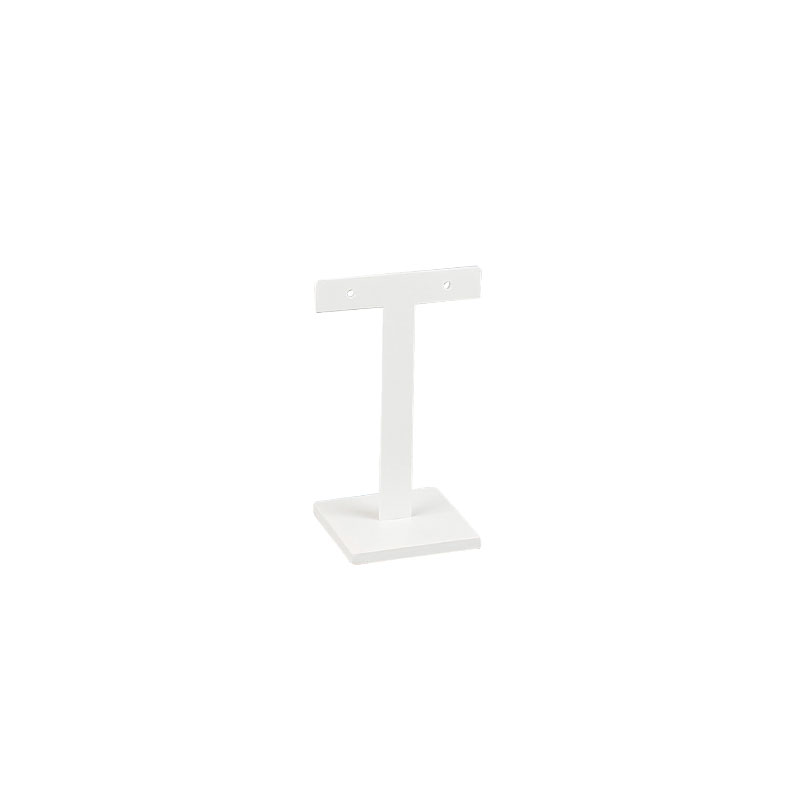 Matt white acrylic T-shaped display stand for 1 pair of earrings 8cm tall