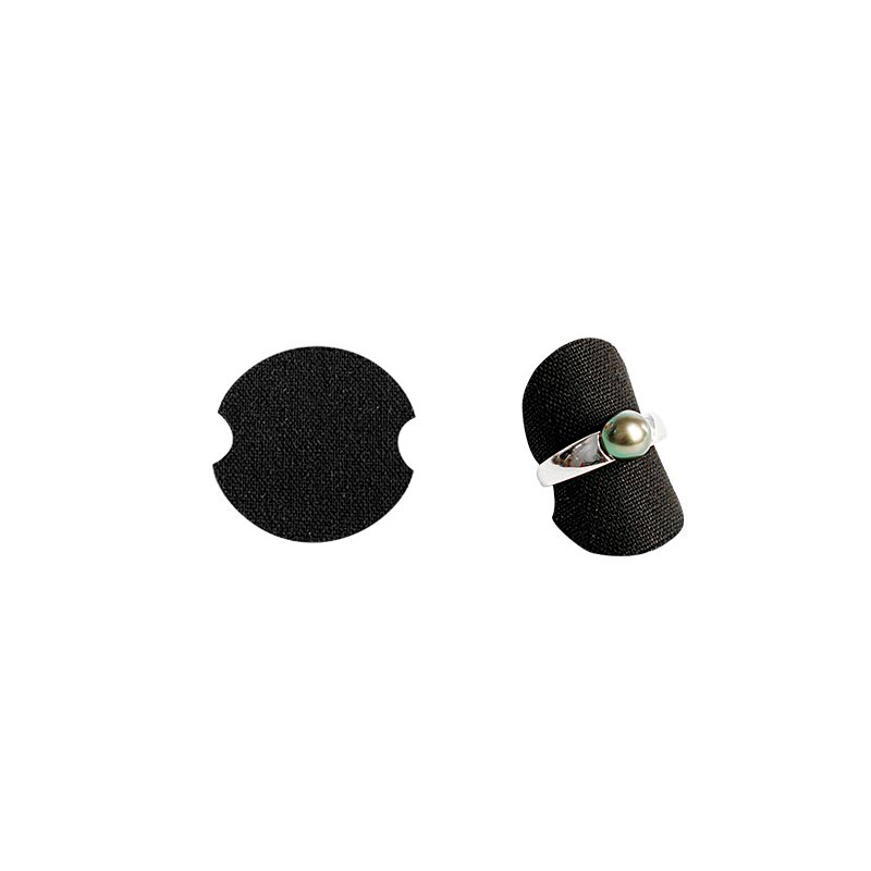 Ring display pads in black linen and cotton fabric - dia. 3.6cm (x10)