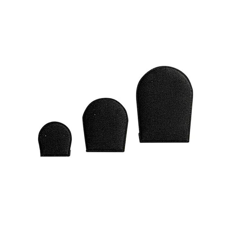 Set of 3 rounded earring displays in black linen and cotton fabric