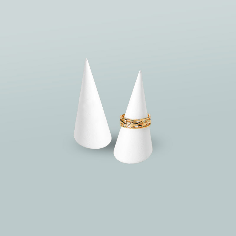 Set of 2 white man-made leatherette ring cones