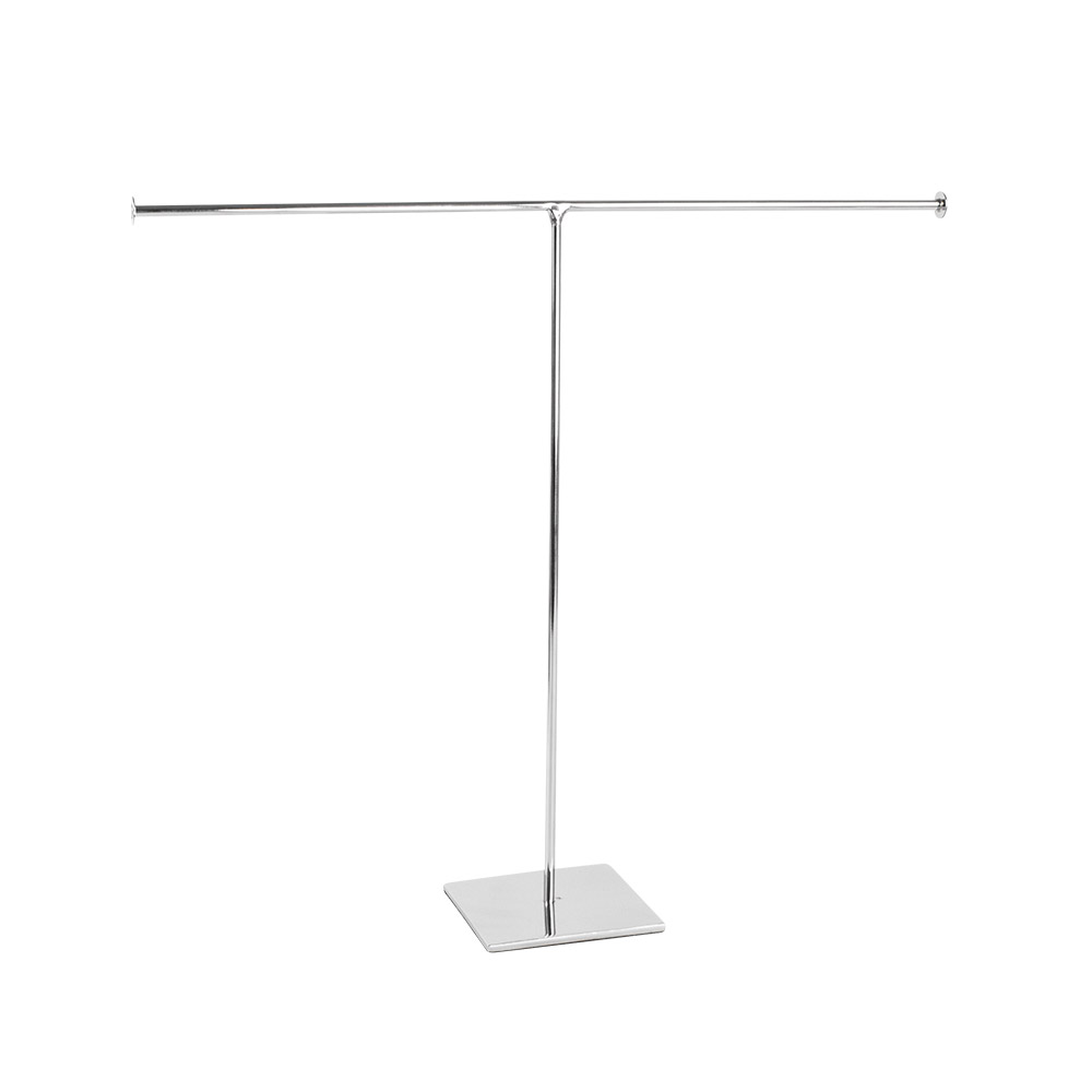 Silver coloured T-shaped metal display stand for necklaces, bracelets and chains