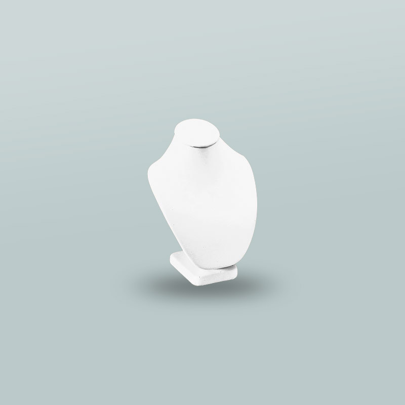 Smooth finish white man-made leatherette rounded display bust