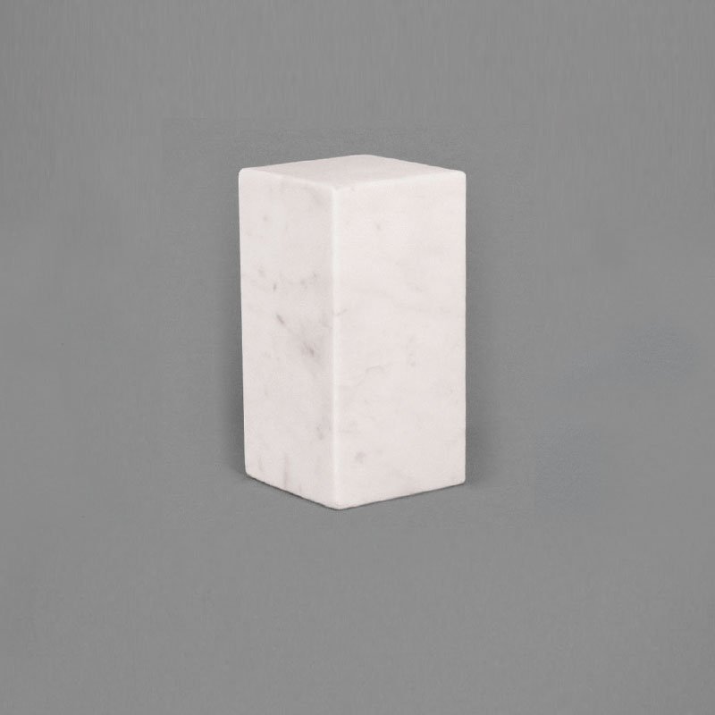 Tall white marble display riser 8 x 8 x 16 cm