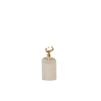 Concrete ring display, sloping top and articulated matt finish gold metal ring holder, 3.6 cm tall