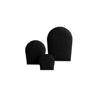Set of 3 rounded earring displays in black linen and cotton fabric