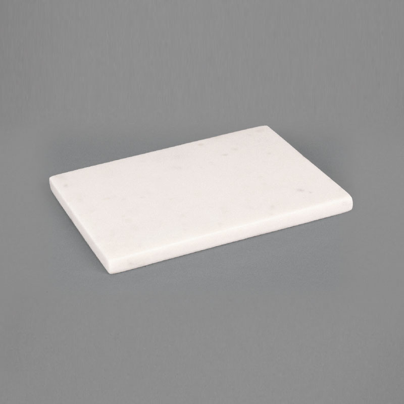 White marble square display slab