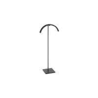 Matt black metal curved necklace display stand on square metal base, 28 cm