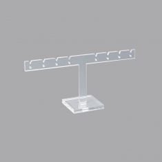 Small clear PMMA T-shaped display for 2 pairs of earrings