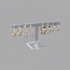 Small clear PMMA T-shaped display for 2 pairs of earrings