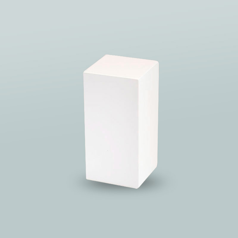 Matt white painted wood (MDF) display platform 8 x 7 x 8cm