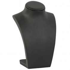 Black, smooth finish man-made leatherette display bust, 25 cm