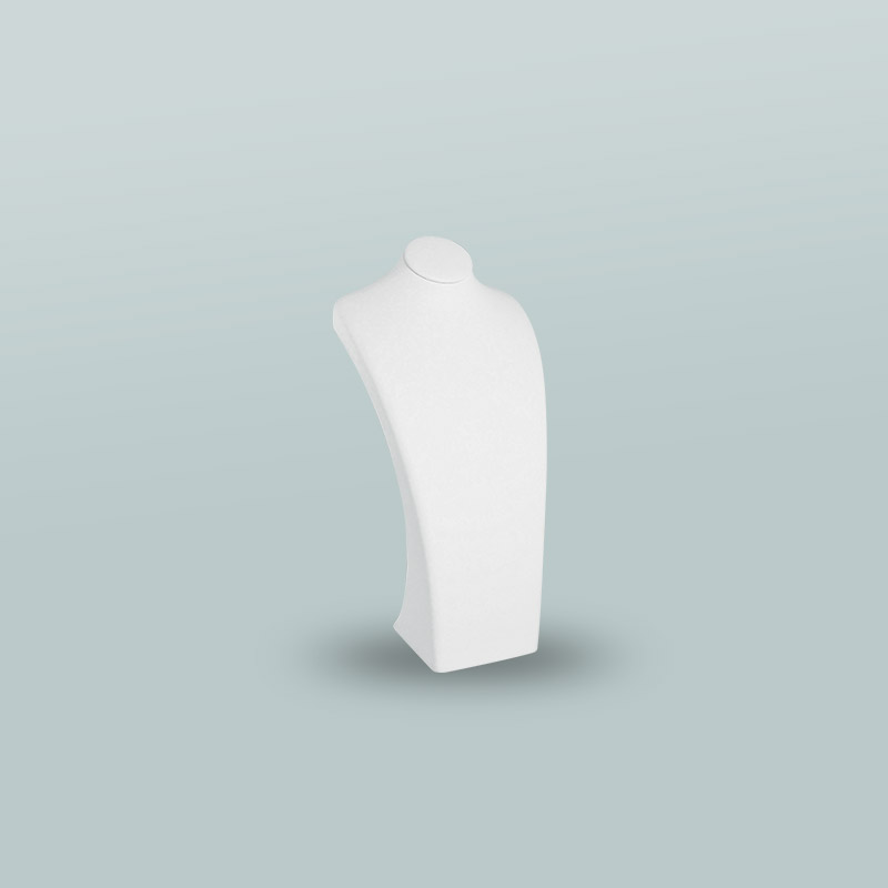 White man-made, smooth finish leatherette display bust, 20.5 cm H