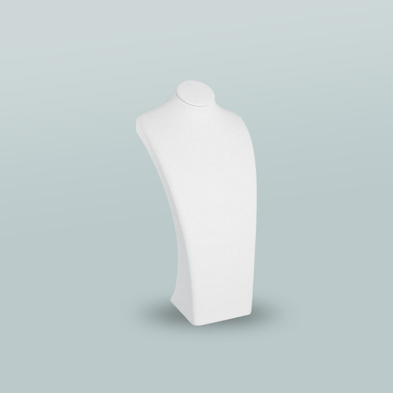 White man-made, smooth finish leatherette display bust, 26.8 cm H