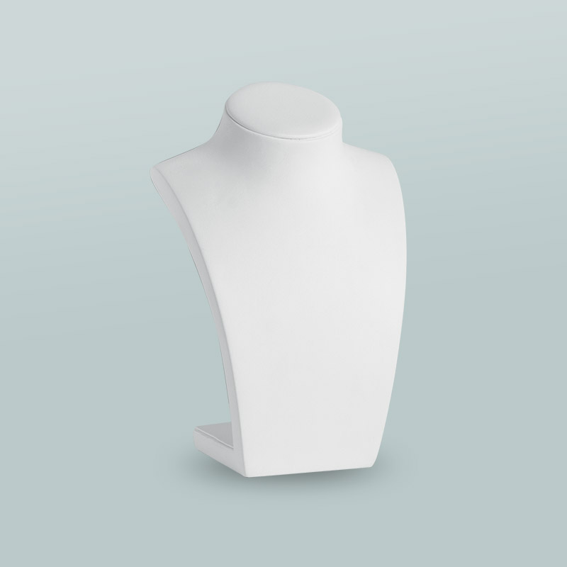 White, smooth finish, man-made leatherette display bust, 25 cm H