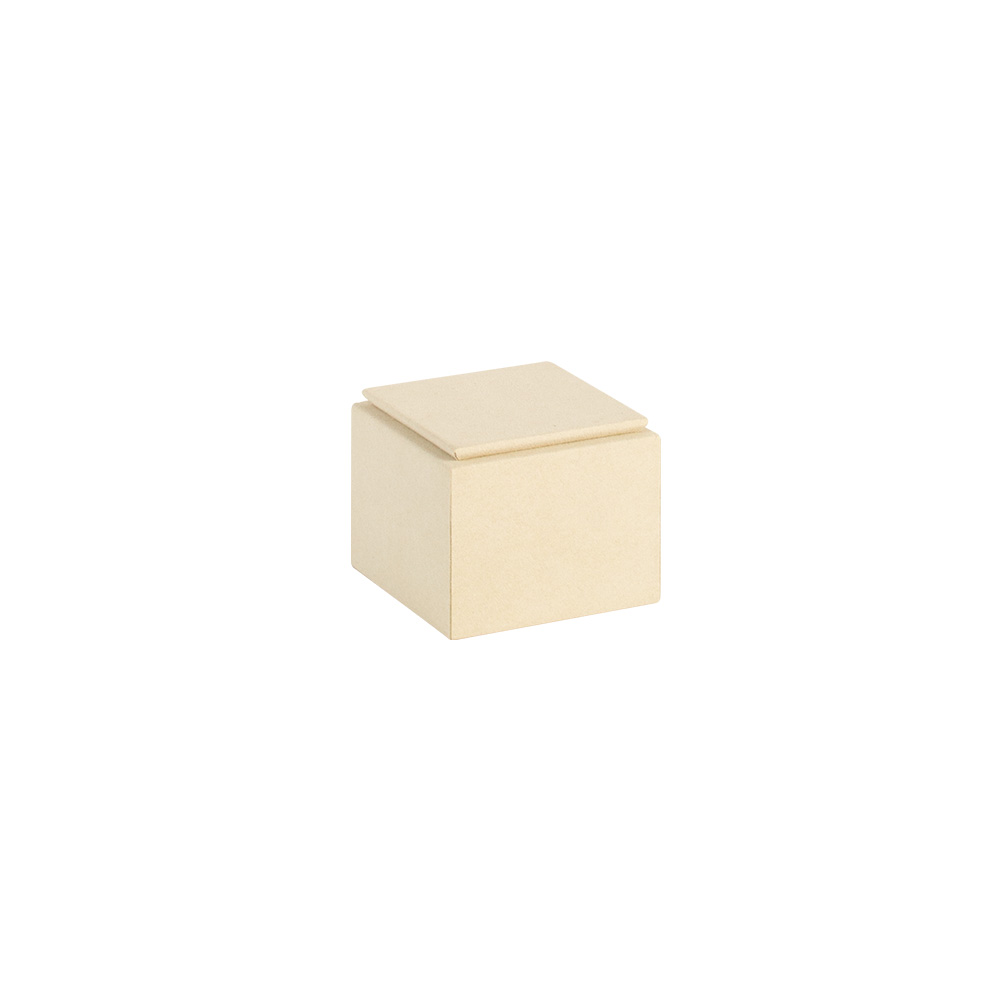 Square display riser in cream coloured suedette 8x8x6.6cm