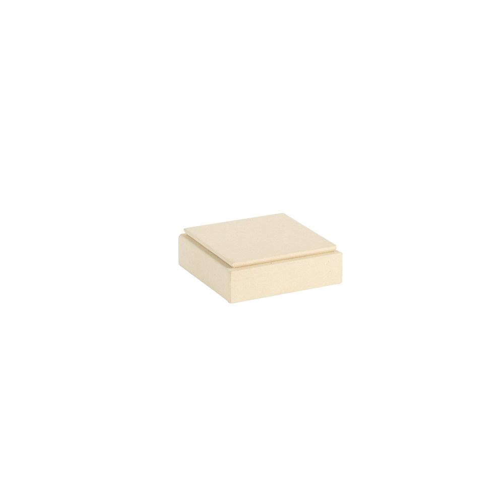 Square display riser in cream coloured suedette 10x10x3.2cm