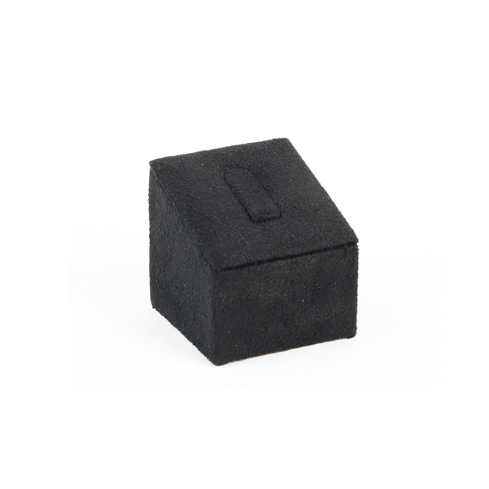 Square ring holder with tab in black man-made suedette - h 4cm