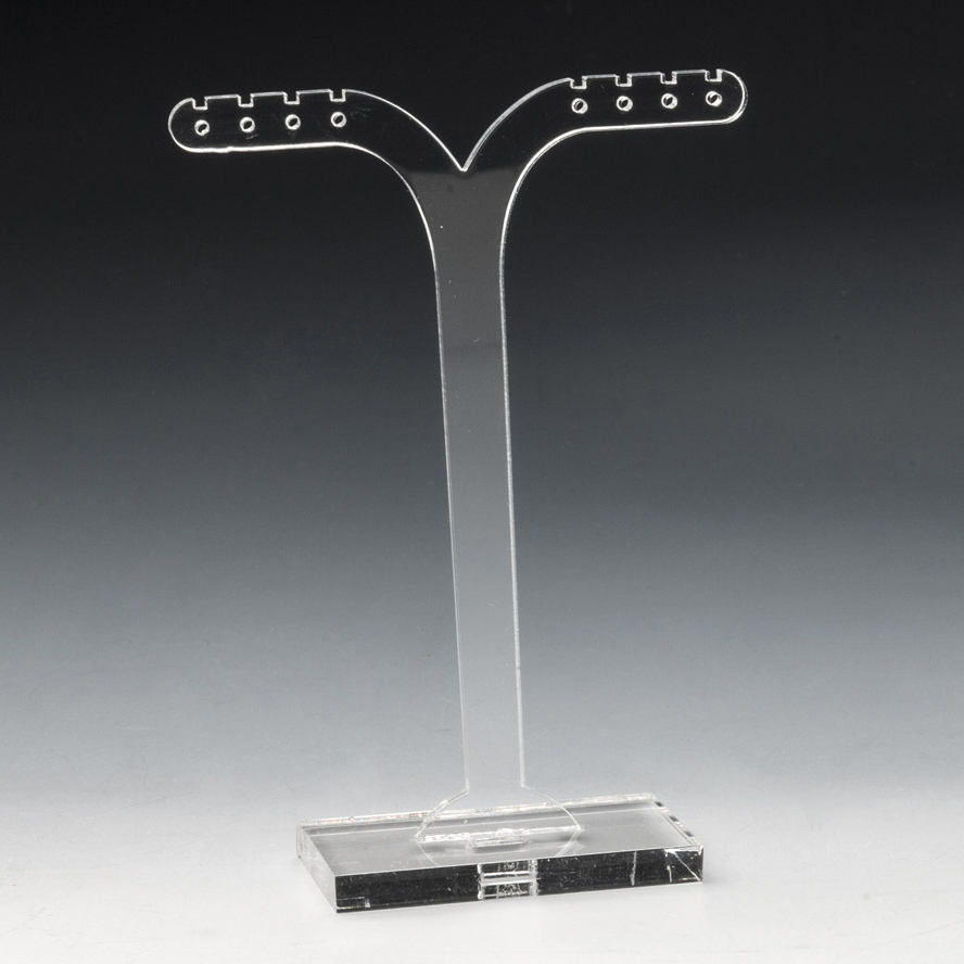 Curved plexiglass display stand for 4 pairs of earrings, 8 cm H