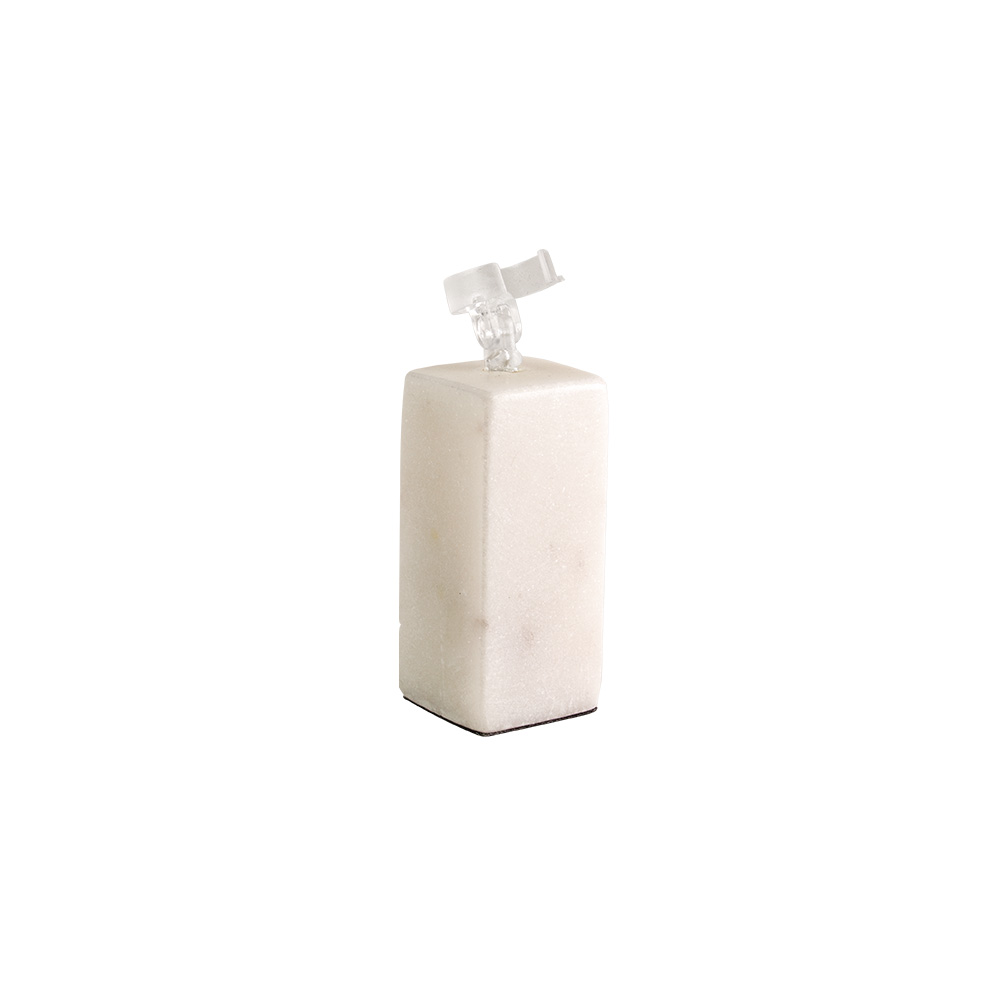 Tall square white marble ring holder with c-clip