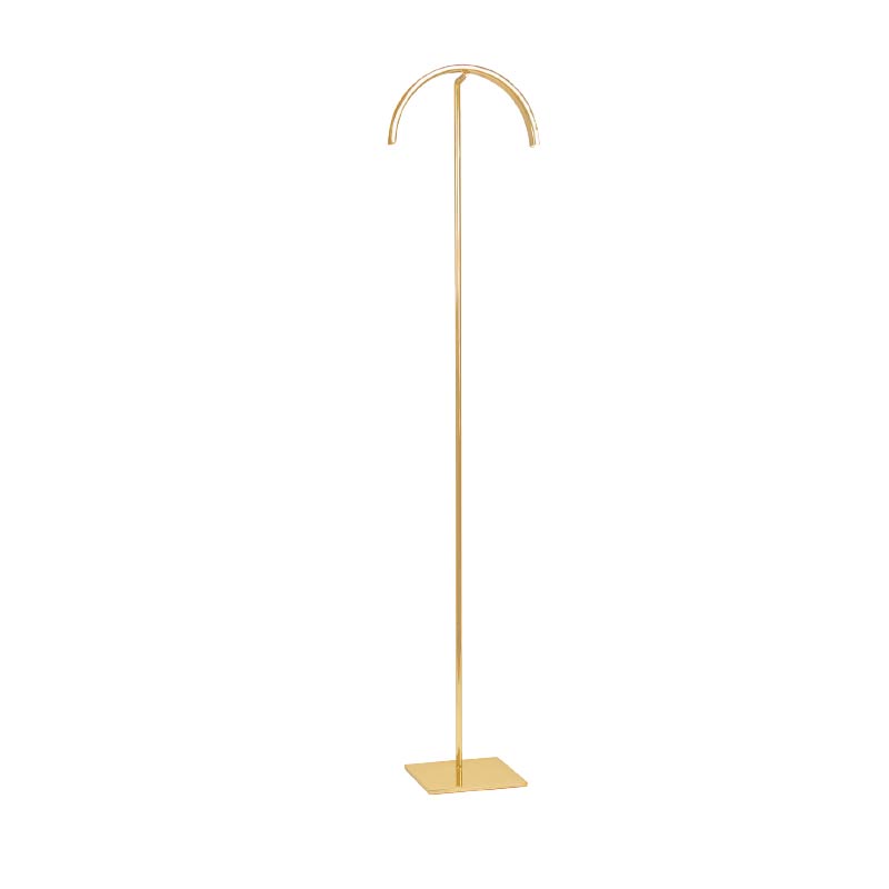 Necklace display stand in gold-coloured metal with curved top