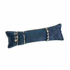 Prussian blue velveteen bracelet bolster with rear stand 8 x 25 cm