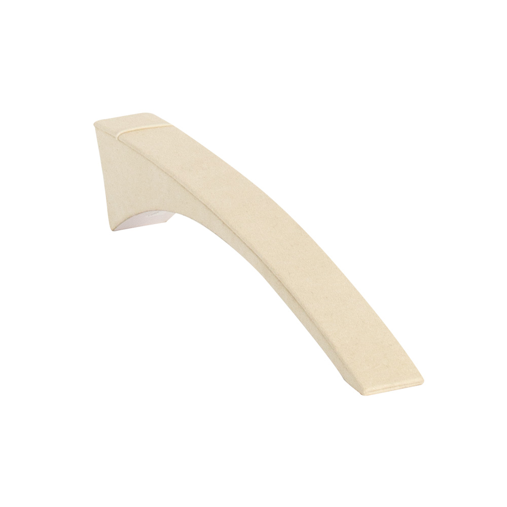 Bracelet display bridge in cream coloured suedette with elastic retaining strap