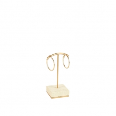 Display for 1 pair of earrings in cream man-made suedette with gold-coloured metal post H 11cm