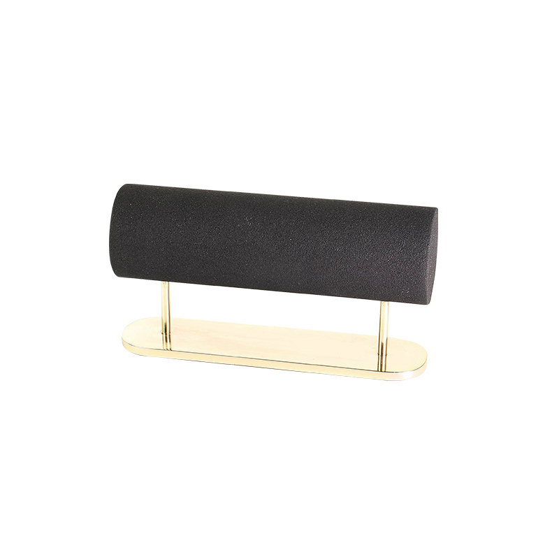 Black granite finish metal bracelet bar with shiny gold-coloured base