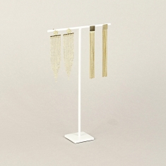 Display for 1 pair of earrings in matt white metal H 10.5cm