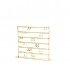 Shiny gold-coloured metal display for 24 pairs of earrings, 11 cm tall