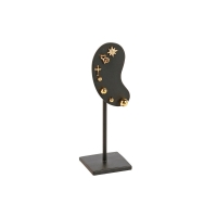 Black painted metal \'ear\' display for earrings / ear piercing studs, 7 holes