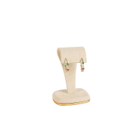 Display for 1 pair of earrings in cream synthetic suede, H 8cm