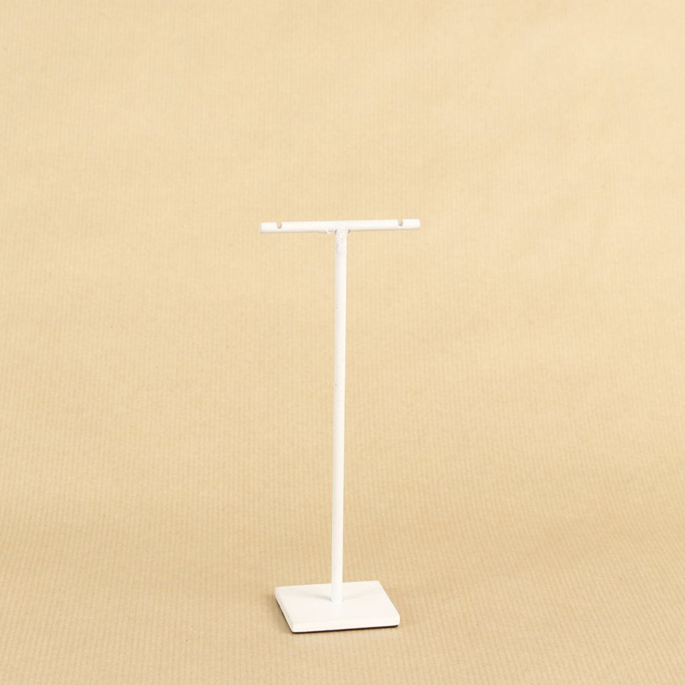 Metal T-shaped earring display in white, 15cm