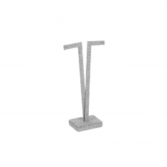 Dark grey luxury earring display stand covered in man-made linen fabric, 14cm