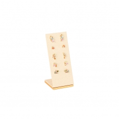 Display for 10 pair of earrings in cream synthetic suede, H 9.2cm