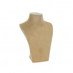 Faux chamois leather bust for displaying necklaces H 24 cm