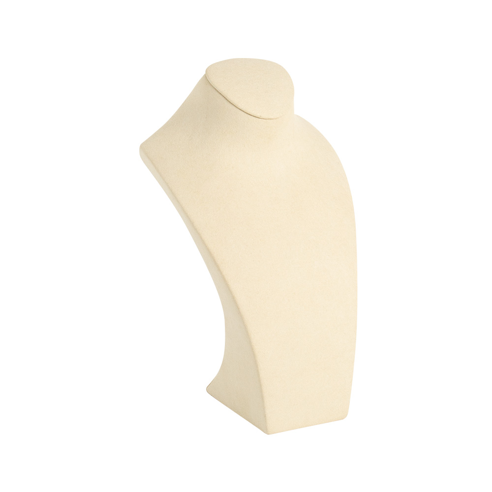 Medium display bust covered in cream, suedette-finish fabric 24cm