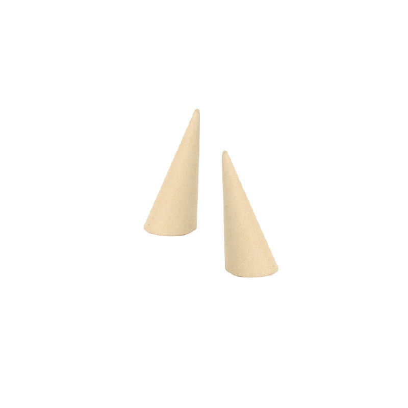 Set of 2 cream-coloured man-made suedette ring cones
