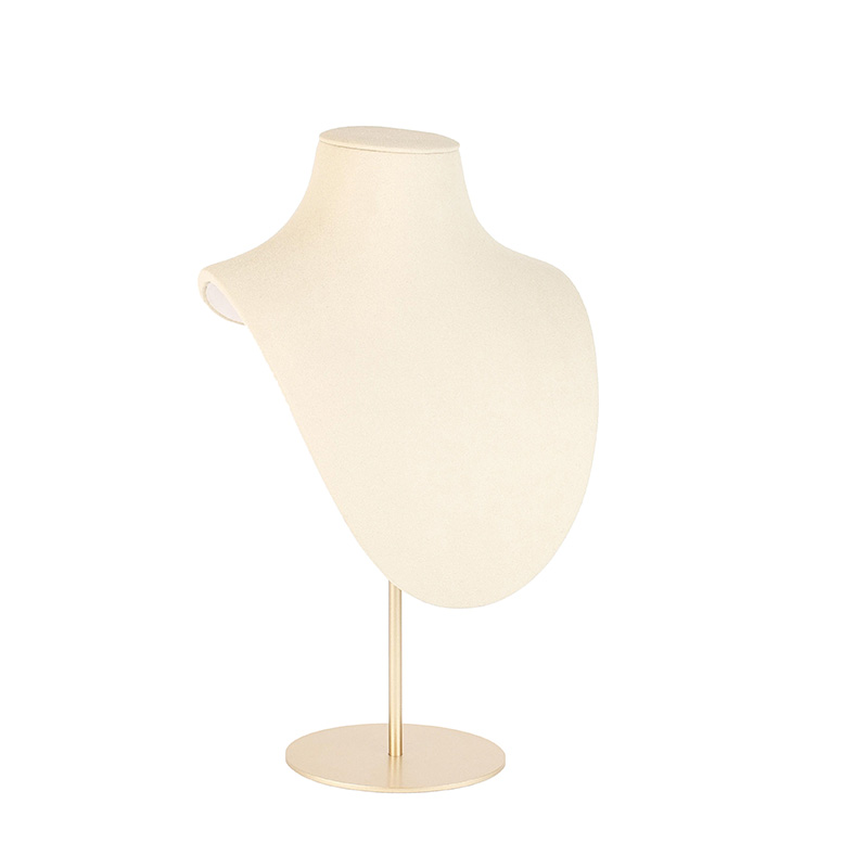 Adjustable bust in cream synthetic suede with gold-coloured metal stand H 29.5 - 41cm