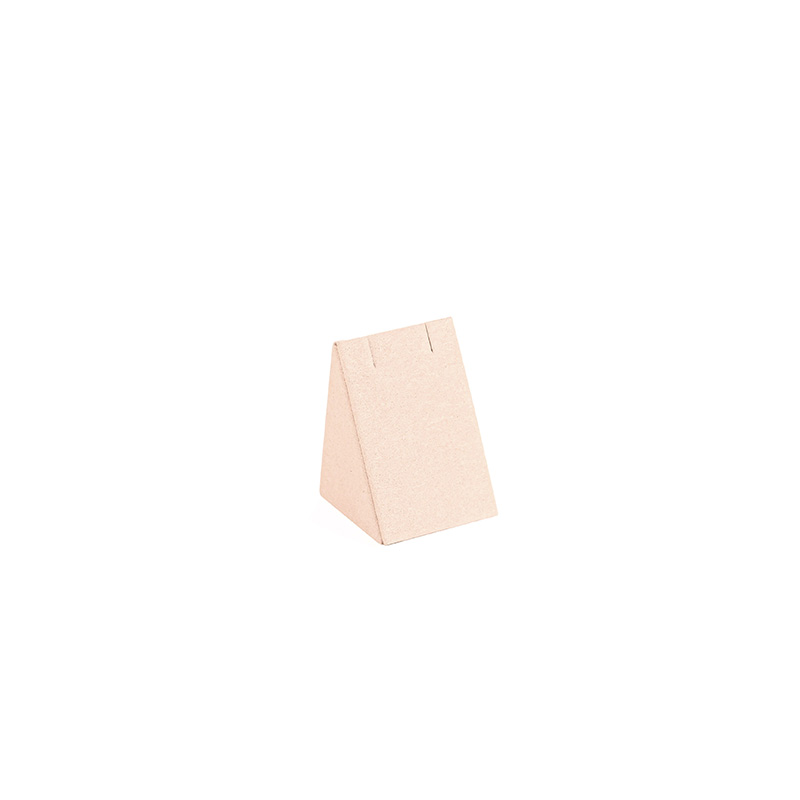 Triangular display for 1 pair of earrings in powder pink synthetic suede, H 4.5cm