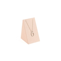 Triangular display for 1 pair of earrings in powder pink synthetic suede, H 5cm
