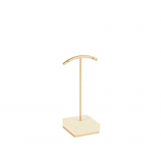 Display for 1 pair of earrings in cream man-made suedette with gold-coloured metal post H 13cm
