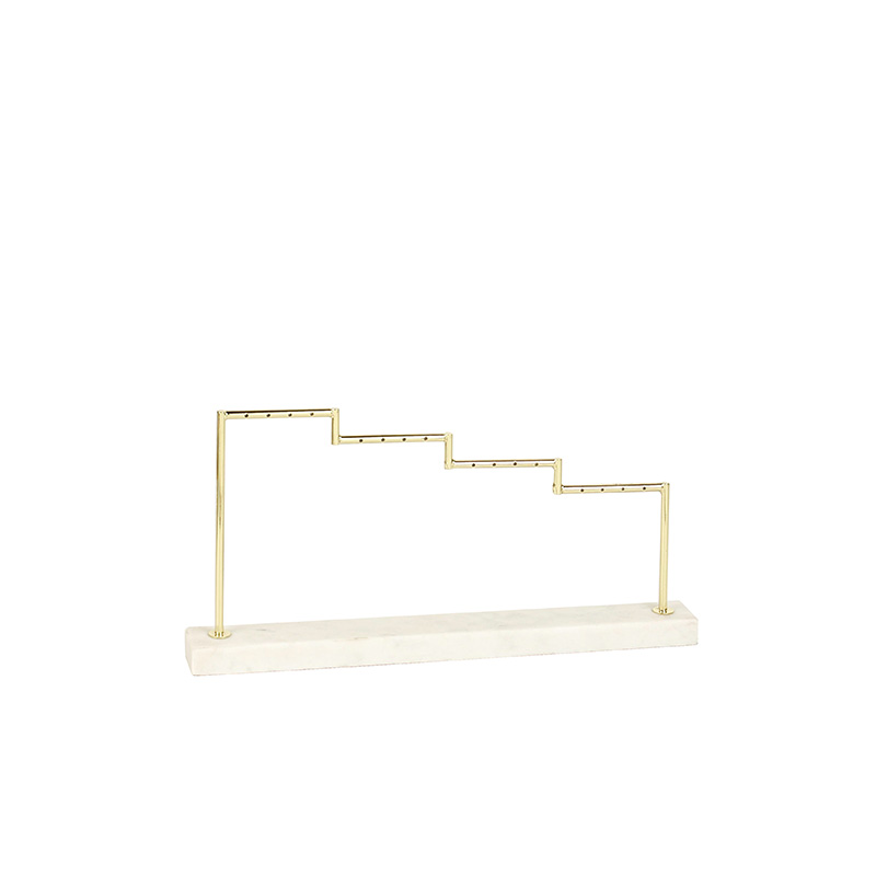Gold-coloured metal and marble ™stair™ display for 8 pairs of earrings H 13cm