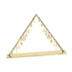 Gold-coloured metal triangular display for 10 pairs of earrings, H 15cm