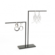 Matt black metal display for 8 pairs of earrings, with 2 branches, H 21cm